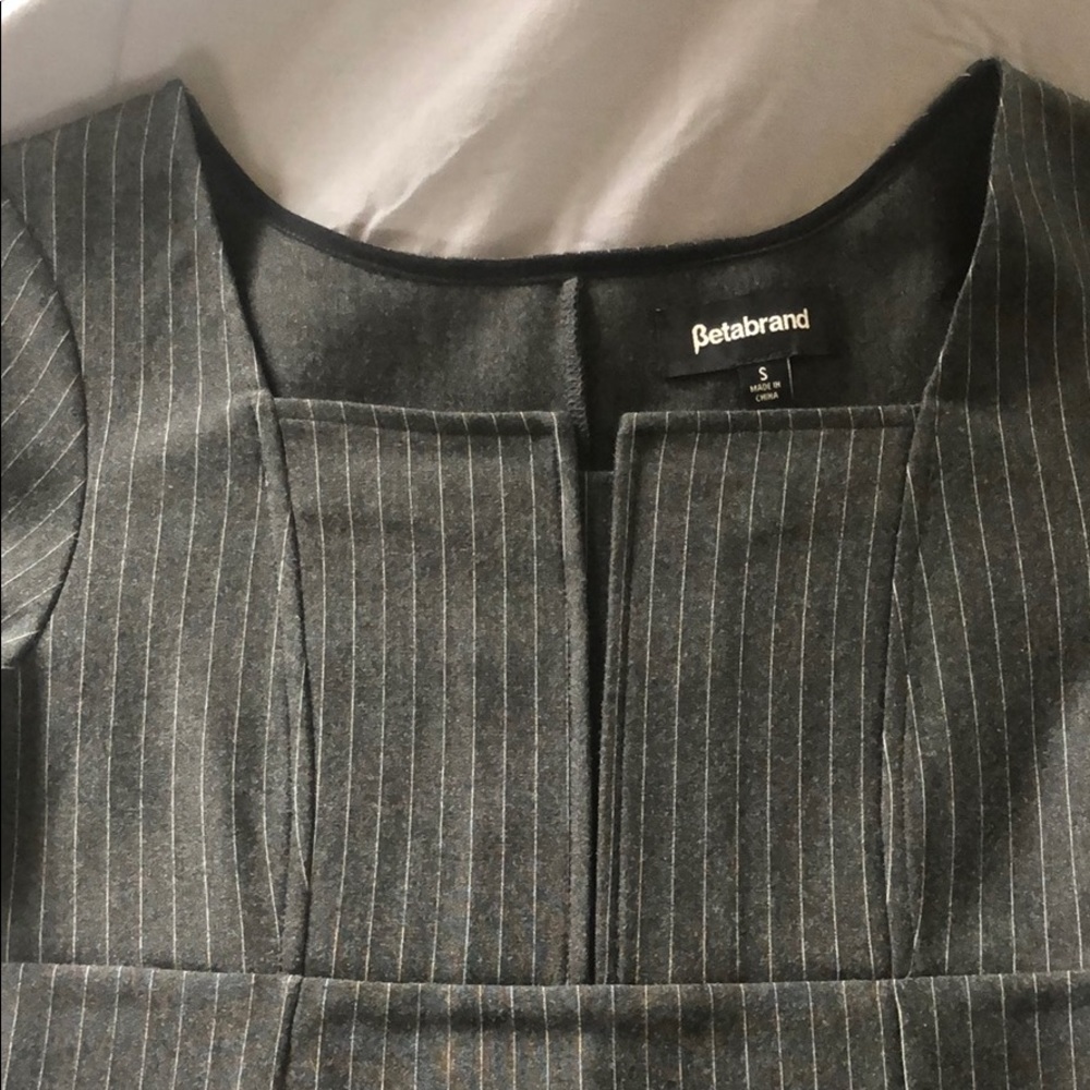 Betabrand Business pin striped black dress